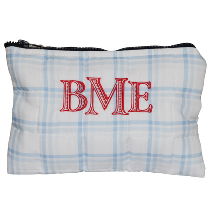 Blue Plaid & Navy Small Zippered Pouch