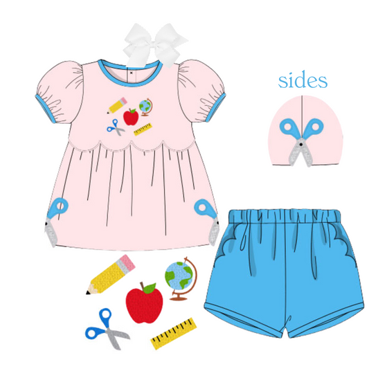 GIRLS SCHOOL SUPPLIES SHORT SET