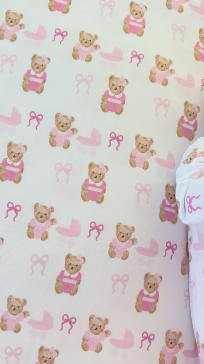 Pink Bears & Bows Bamboo Blanket