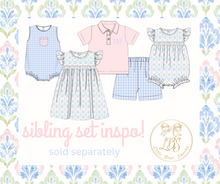 Load image into Gallery viewer, PO116 BLUE GINGHAM SHORTS &amp; PINK POLO SET