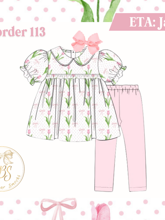 PO113 TULIPS & BOWS LEGGING SET