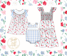 Load image into Gallery viewer, PO116 FAIRHOPE FLORAL SMOCKED MAMA&#39;S GIRL BISHOP DRESS