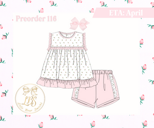 PO116 ROSEBUD RUFFLE SHORT SET