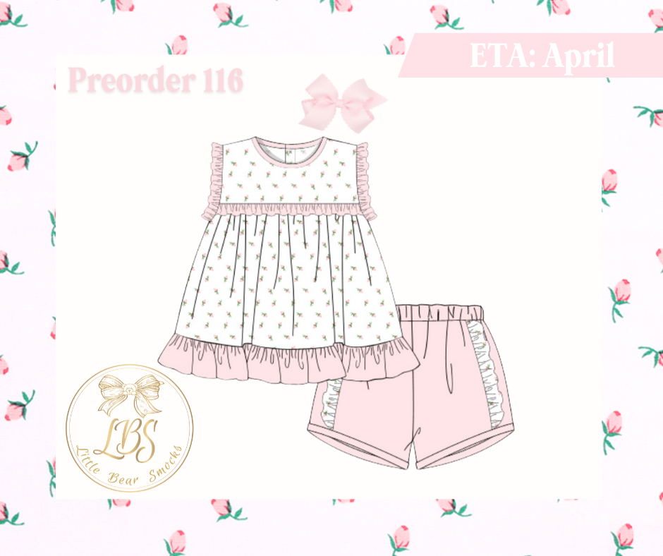 PO116 ROSEBUD RUFFLE SHORT SET